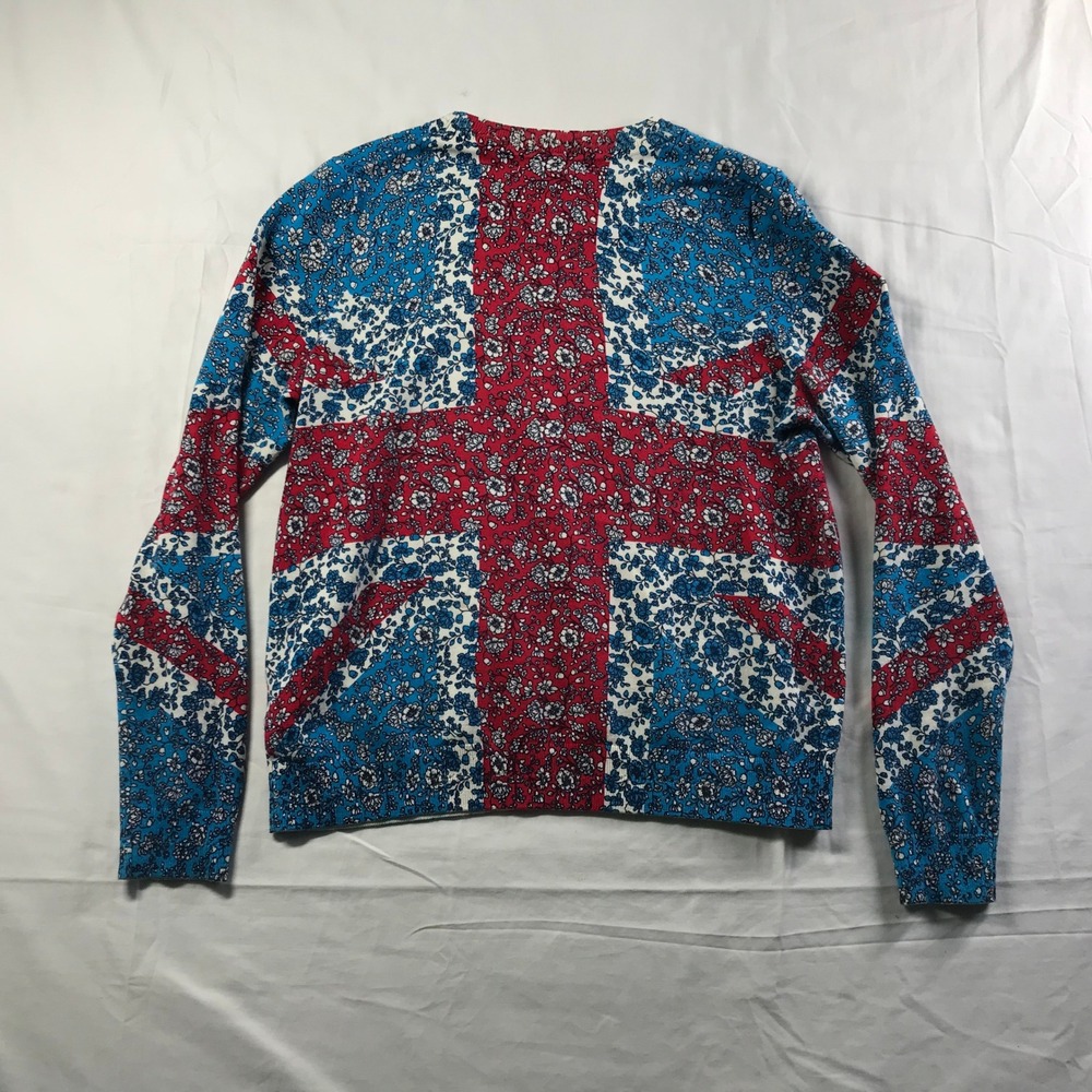 Boden Womens Floral Union Jack Crewneck Sweater Red Blue White Cotton Blend L - Picture 6 of 6